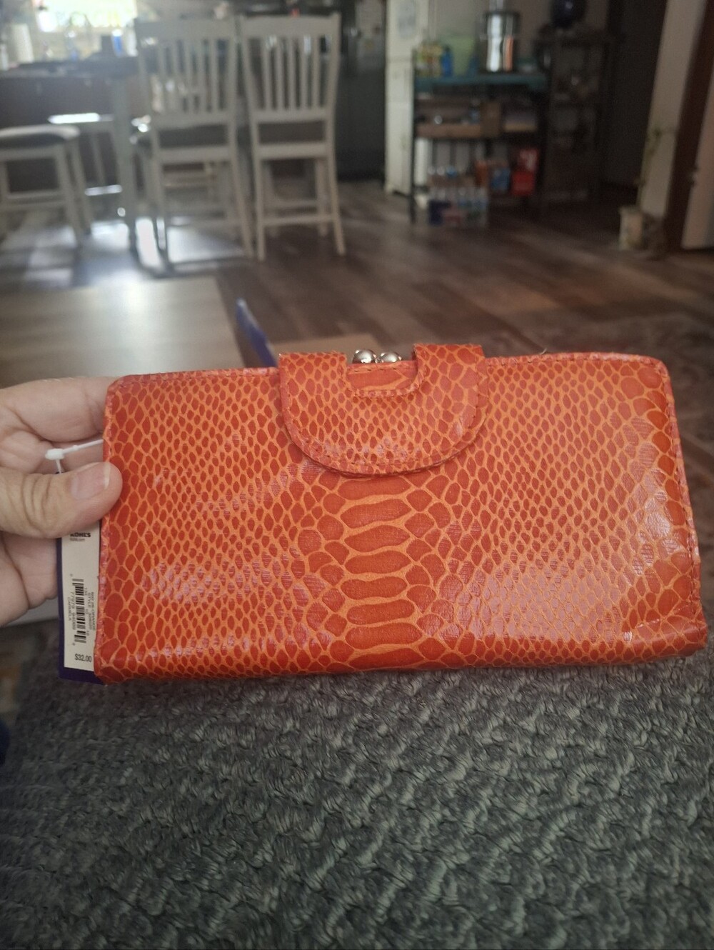 Orange Snake-Embossed Wallet